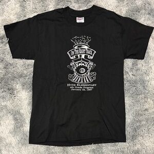 Vintage Single Stitch Shirt Medium Hanes Heavyweight Black